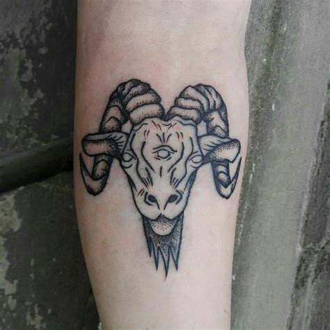 Three Eyed Goat By J Kruczetattoo Third Eye Tattoos Hand