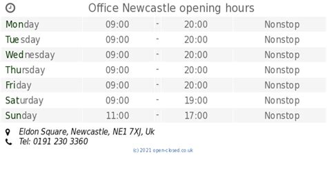 Office Newcastle Opening Times Eldon Square