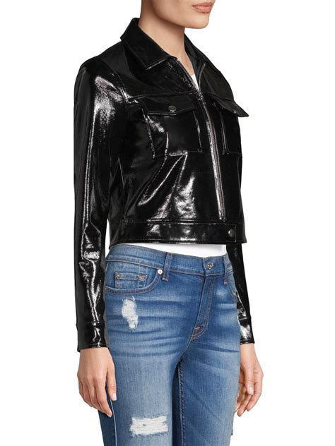 Lagence Patent Leather Cropped Jacket In Black Lyst