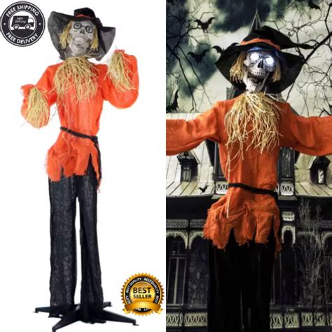 Animatronic Skeleton Scarecrow Halloween Prop Motion Sound And Touch