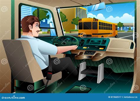 School Bus Driver Driving A Bus Stock Vector Illustration Of Service