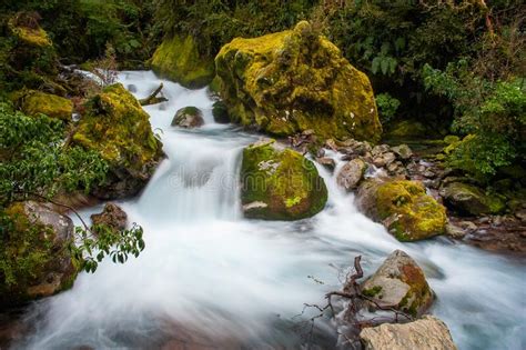 Beautiful Marian Cascade Fiordland National Park New Zealand Long