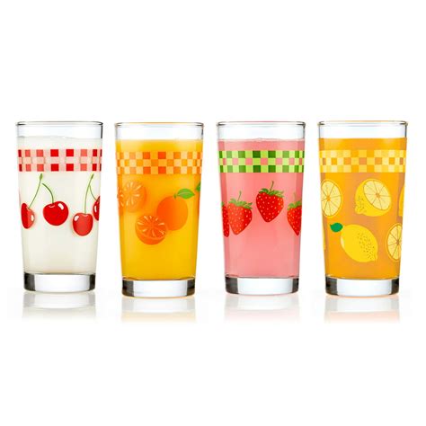 Libbey Vintage Juice Glasses 11 Ounce Assorted Set Of 4