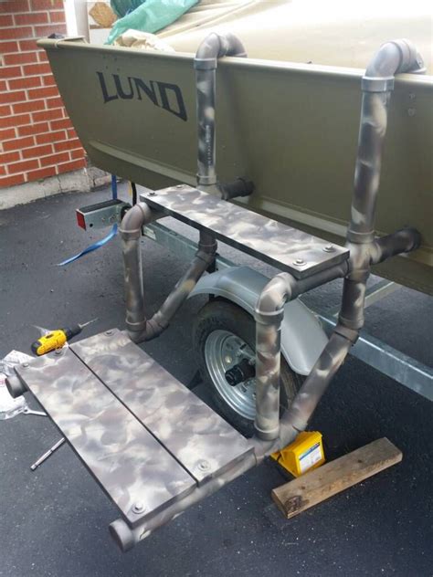 Diy Boat Dog Ladder Jon Boat Modifications Boat Blinds