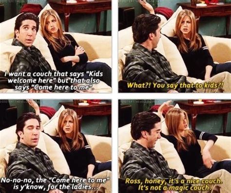He stayed there from his divorce up. Ross honey it's a nice couch, but it's not a magic couch... | Friends moments, Friends in love ...