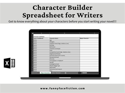 Character Builder Spreadsheet Character Profile Template Etsy