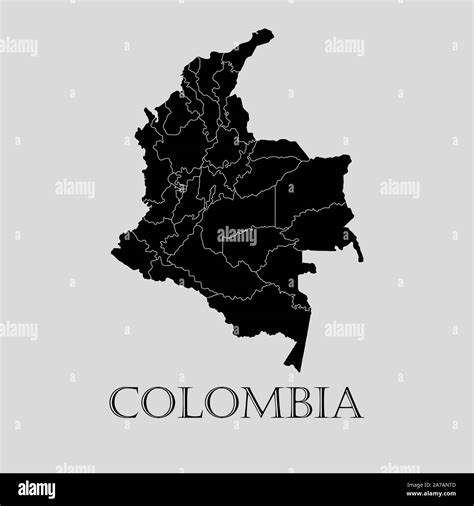 Mapa De Colombia Negro Sobre Fondo Gris Claro Mapa De Colombia Negra