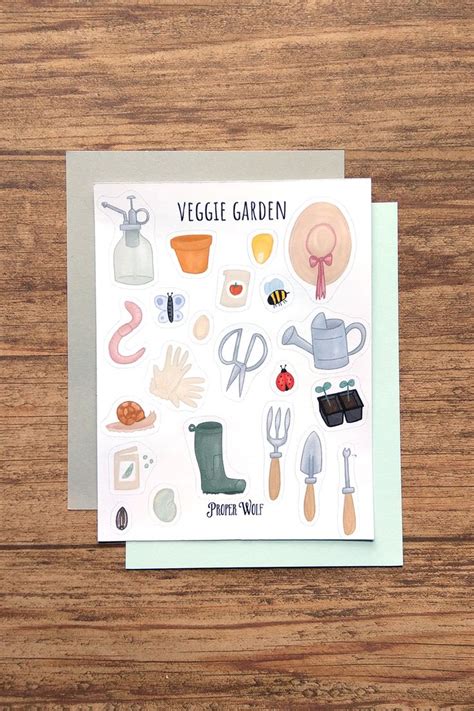 Veggie Garden Sticker Sheet Vegetable Gardening Stickers Set Etsy