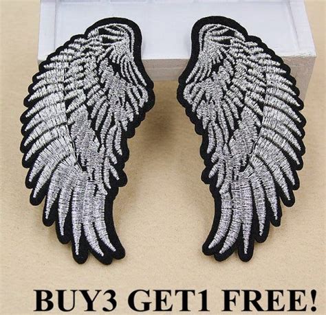 1pair 47x94cm Embroidered Silver Angel Wings Iron On Patch Etsy