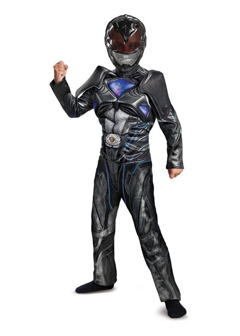 Power Rangers Movie Black Ranger Muscle Boys Costume - Superhero Costumes