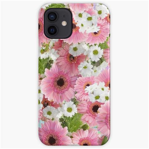Pink And White Flowers Iphone Case With Green Leaves On The Bottom