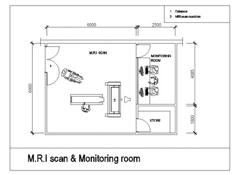 Mri Scan And Monitoring Room Layout Plan And Furniture Details Dwg File