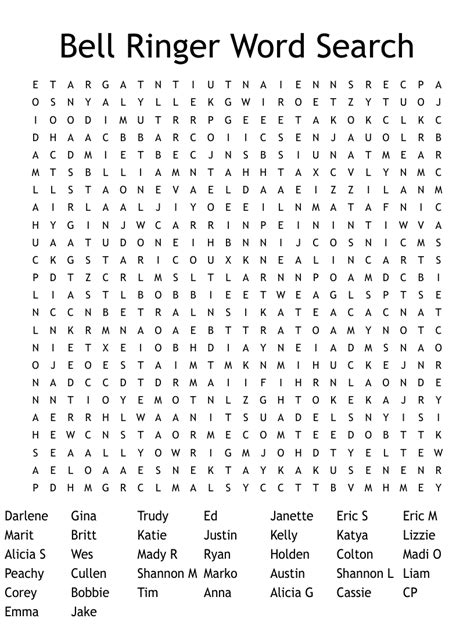 Bell Ringer Word Search Wordmint