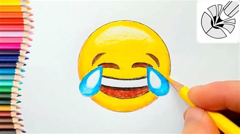 How To Draw Laughing Tears Of Joy Face Emoji Easy Drawing And