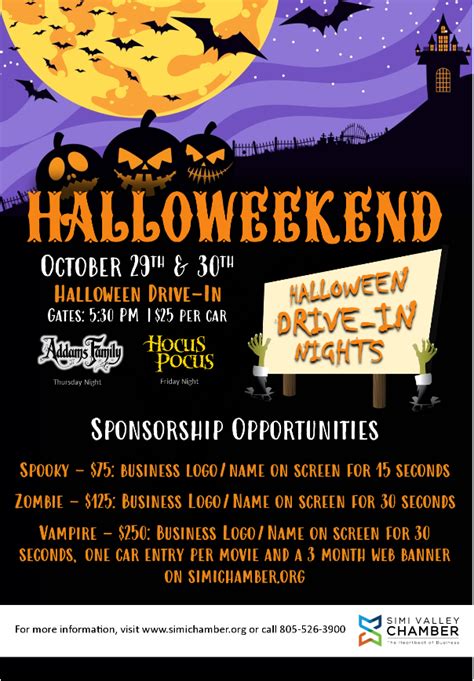 Outdoor movies nyc are a highlight every summer. Halloween Drive-In Movie Nights - SIMI VALLEY CHAMBER OF ...