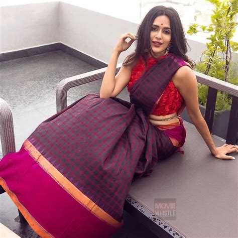 Pradaini Surva In A Checks Saree High Neck Sleeveless Blouse Design And Hip Chain Beautiful