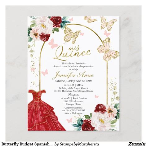 Butterfly Budget Spanish Quinceanera Invitations Zazzle In 2022 Quince Invitations