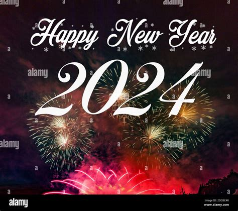 Happy New Year 2024 With Fireworks Background Celebration New Year