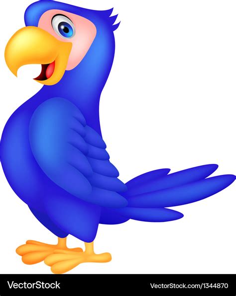 Cute Blue Parrot Cartoon Royalty Free Vector Image