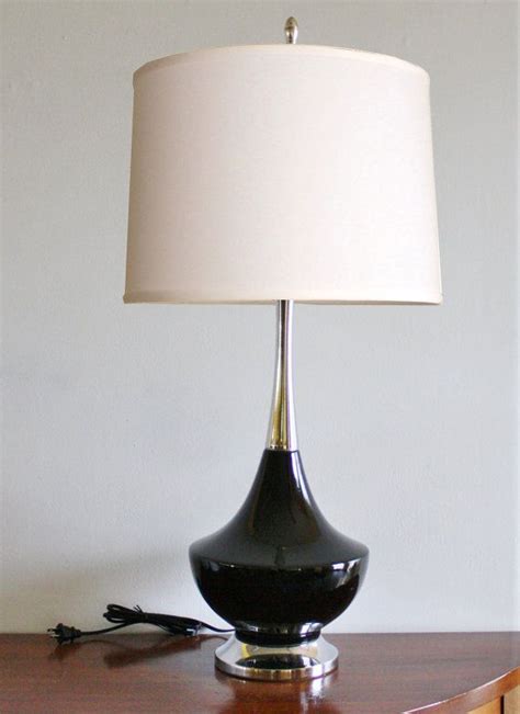Tall Mid Century Modern Black Ceramic Table Lamp Etsy Ceramic Table