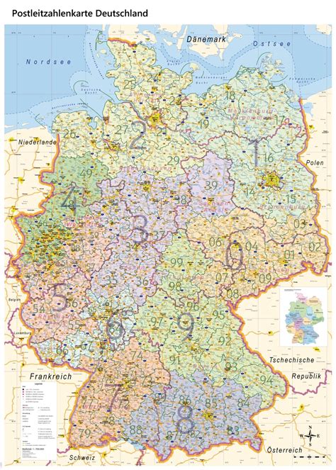 Große Xl Postleitzahlen Landkarte Plz Von Deutschland Mit Laminierung