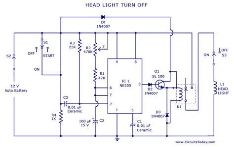 In some rural areas, municipal power systems are often not very fast enough to be done before the project needs to be finished asap. Automatic Head Lights Turn Off Circuit | Todays Circuits ...