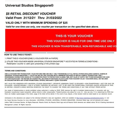 Uss Day Ticket Package With Meal Voucher And Retail Voucher