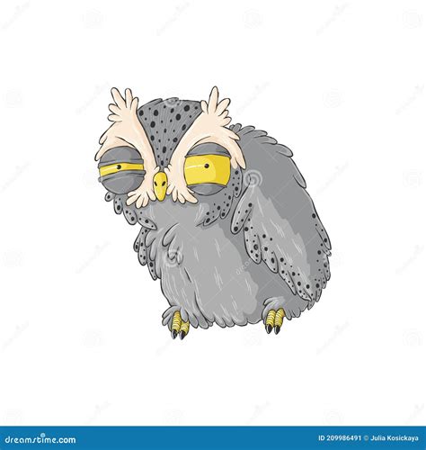 Cute Drowsy Owl Cartoon Hand Drawn Clip Art Grumpy Night Owl In Kids