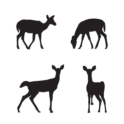 Set Of Deer Silhouettes In Different Poses 7759352 Vector Art At Vecteezy