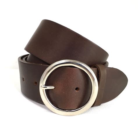 Wide Leather Belt With Round Buckle In Black 2 Inch Belt