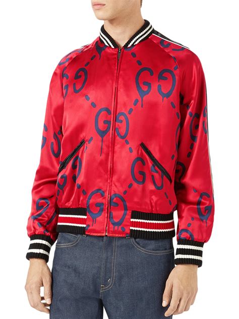 Lyst Gucci Ghost Duchesse Bomber Jacket In Red For Men