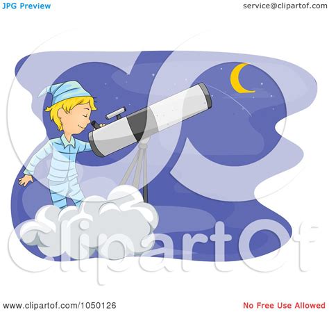 Royalty Free Rf Clip Art Illustration Of A Boy Star Gazing On A Cloud