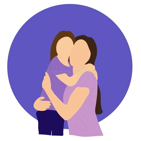 Vector Illustration Of Mother With Her Daughter Flat Design Stock