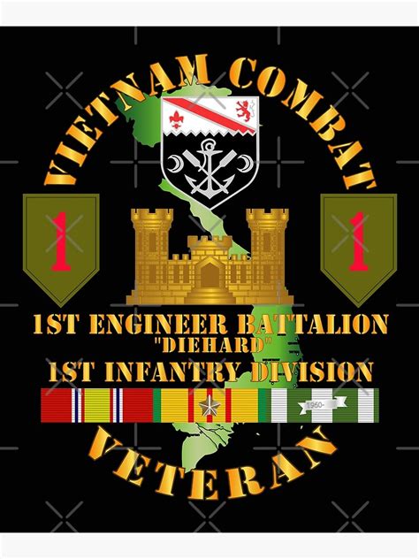 Army Vietnam Combat Vet 1st Engineer Bn 1st Inf Div Ssi Mounted