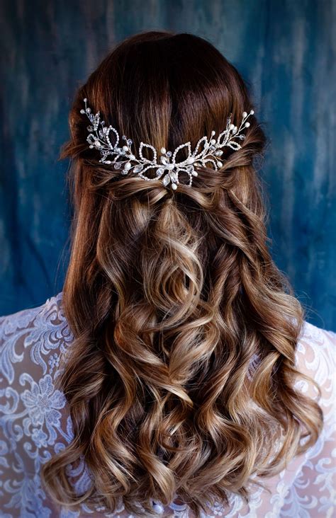 Flower Head Wreath Wedding Boho Wedding Hair Crystal Bridal Hair