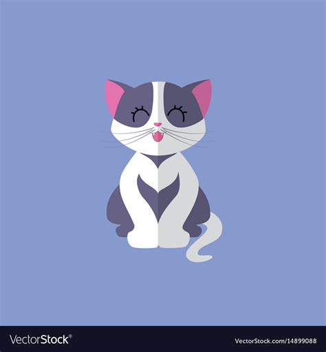 Cute Cat Flat Design Royalty Free Vector Image