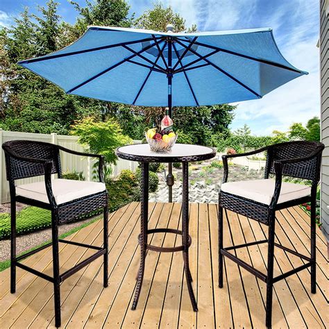 Outdoor High Top Table And Chair Patio Furniture High Top Table Set With Glass Coffee Table