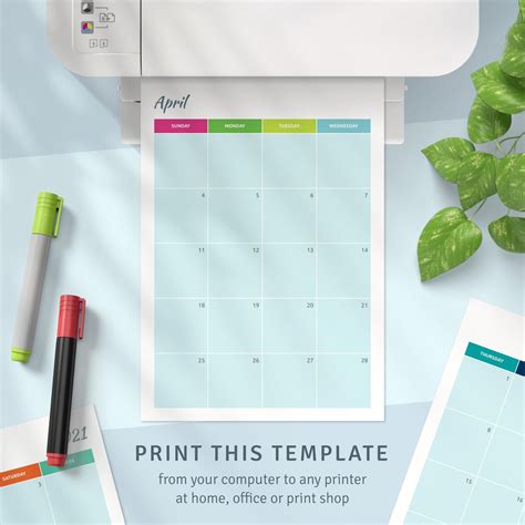 Monthly Planner Printable Month At A Glance 2021 Calendar Etsy