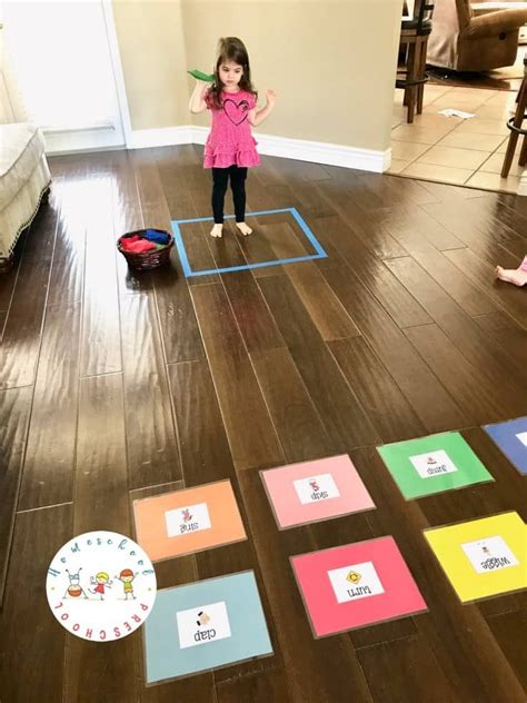 Action Words Bean Bag Toss Game For Preschoolers Word Games For Kids