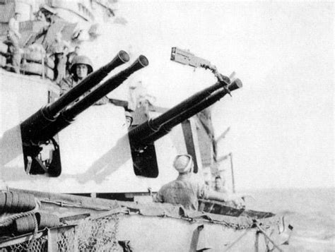 The Uss Missouri With A Japanese Machine Gun Lodged In The Barrels Of A