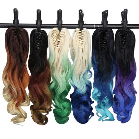 Aimei Synthetic Ponytails 20 50cm Wavy Brown Ombre Color Heat