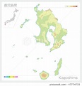 鹿兒島縣地圖（輪廓線·顏色編碼）-插圖素材 [47774735] - PIXTA圖庫