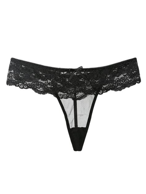 Black Lace Panties Bows Sexy Thong For Women