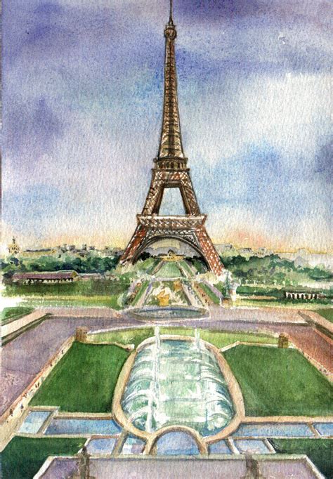 Paris Eiffel Tower Watercolors By