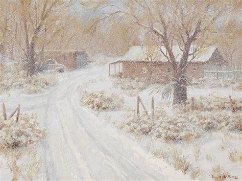 Chamisa In Winter Oil Painting By Santa Fe Artist Roger Williams