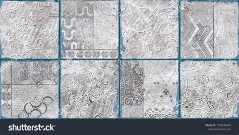 Wall Tiles Design Grey Patten High Stock Illustration 1790840099