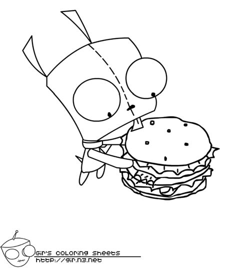 Gir With Burger Coloring Page Free Printable Coloring Pages