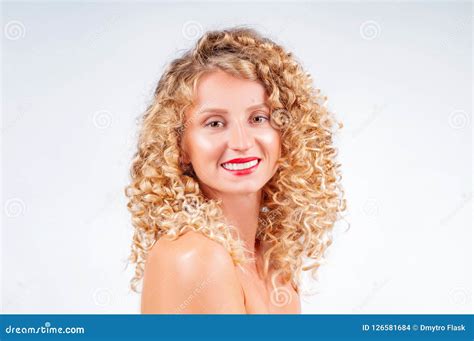 Beautiful Woman With Curly Blonde Hair Stock Photo Image Of Perfect
