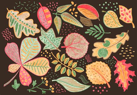 Autumn Leaves Handdrawn Clipart And Seamless Patterns 139766