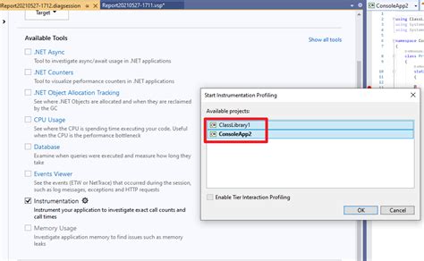 Net Visual Studio Open Record Cpu Profile To Measure Application